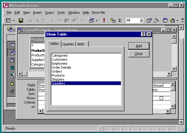 adding the Suppliers table