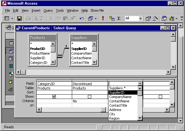 selecting the SupplierID field