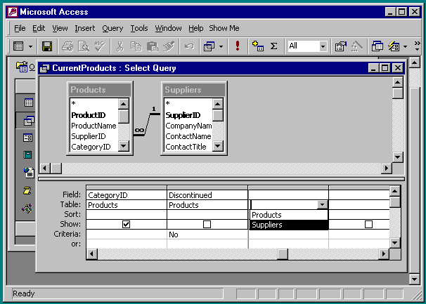 selecting the Suppliers table