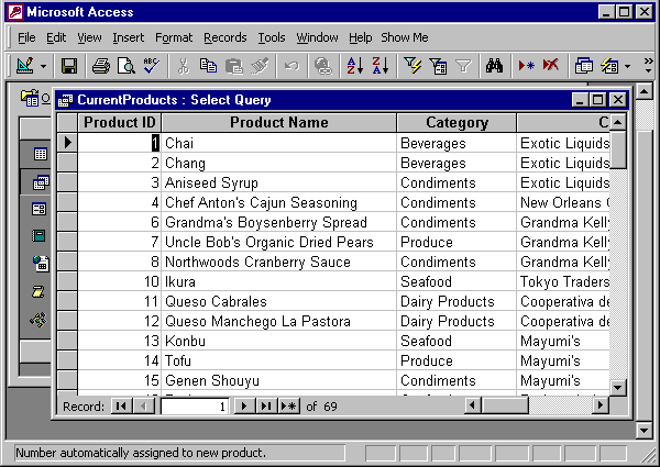 the results table for the multi-table query