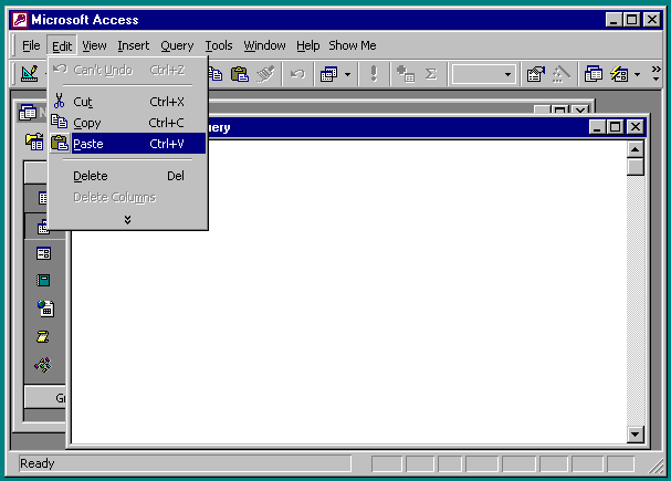 pasting the SQL into the SQL view window