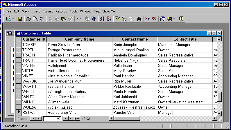 ready to change Contact Title field of the Restaurante Villa record