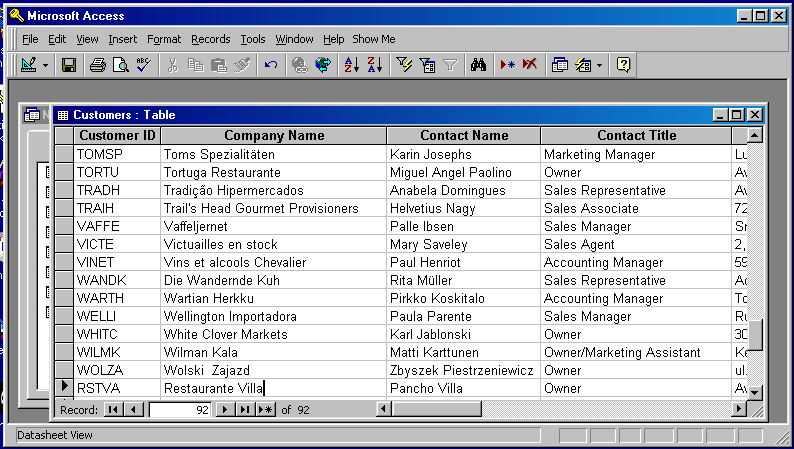 ready to delete the Restaurante Villa record