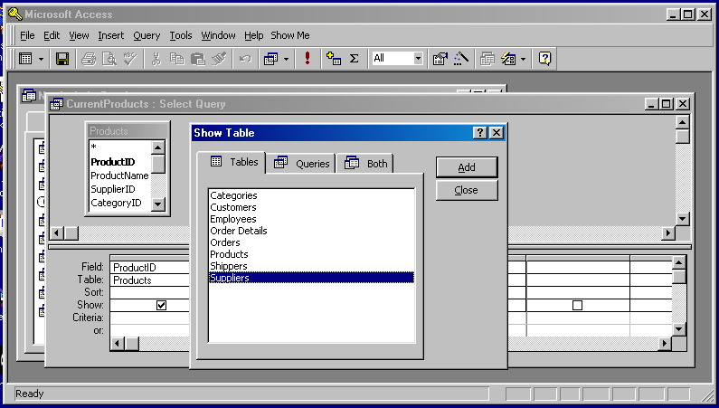 adding the Suppliers table